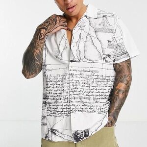 ASOS White Graphic Button Down Shirt